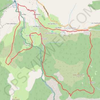 Trace GPS Escragnolles, plateau de Briasq, chemin de Mons, itinéraire, parcours
