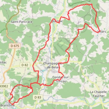 Trace GPS Parcours depuis Brantôme rectifié (35km)-16379248, itinéraire, parcours