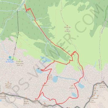 Trace GPS Mail Barrat par crête des Grauès, itinéraire, parcours