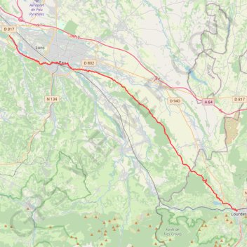 Trace GPS GR782 De Lourdes (Hautes-Pyrénées) à Artiguelouve (Pyrénées-Atlantiques), itinéraire, parcours