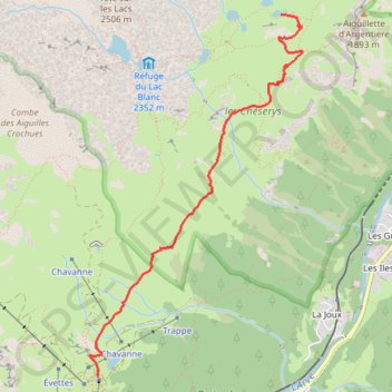 Trace GPS Lac des chéserys par la flégère, itinéraire, parcours