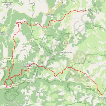 Trace GPS Tour du Causse Méjean. De Meyrueis à Mas Saint Chély (Lozère), itinéraire, parcours