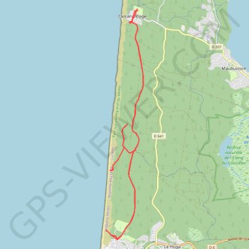 Trace GPS Carcans-Lacanau, itinéraire, parcours