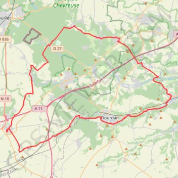 Trace GPS Boucle à vélo depuis Ablis, itinéraire, parcours