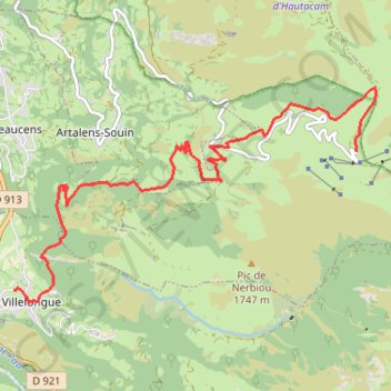 Trace GPS Descente Hautacam sur Villelongue par piste VTT et Croix de Arry, itinéraire, parcours