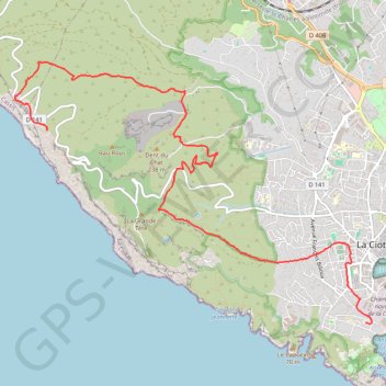 Trace GPS Randonnée de la grotte des Emigrés vers le parking du Mugel (La Ciotat), itinéraire, parcours