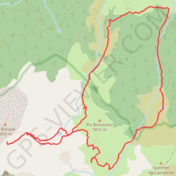 Trace GPS Sommet 2105 crête Bacqué-Brecque en circuit depuis Labrénère (RKT), itinéraire, parcours
