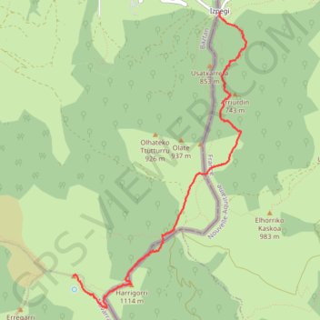 Trace GPS Mont Autza, itinéraire, parcours