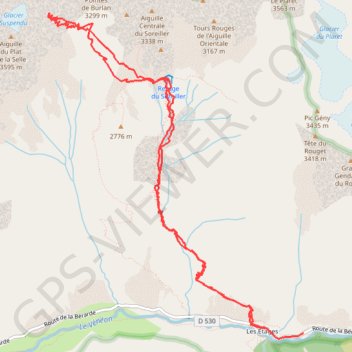 Trace GPS Col de Burlan versant Sud (Ecrins), itinéraire, parcours