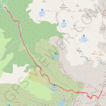 Trace GPS Pyrénées, Mont Valier, itinéraire, parcours