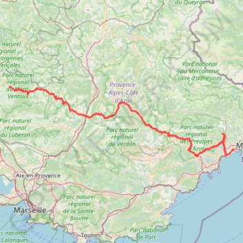 Trace GPS De Bédoin à Forcalquier, itinéraire, parcours