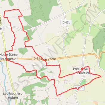 Trace GPS Autour de Notre-Dame-de-Courson, itinéraire, parcours