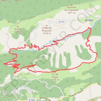 Trace GPS Pic de l'Aiglo (Thorenc) : par les crêtes et le vallon Fontainier, itinéraire, parcours