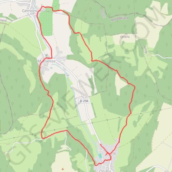 Trace GPS Circuit Onans-Gémonval, itinéraire, parcours
