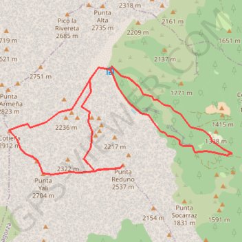 Trace GPS Cotiella, Cotielleta, Reduno par le refuge de Armeña, itinéraire, parcours