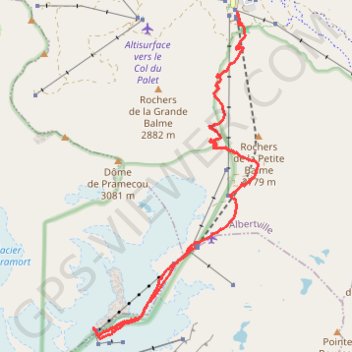 Trace GPS Tignes Val Claret - gare supérieure du téléphérique, itinéraire, parcours