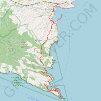 Trace GPS Randonnée sur la presqu'ile de Portofino, itinéraire, parcours