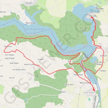 Trace GPS Lac de Guerlédan, itinéraire, parcours