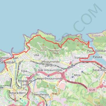 Trace GPS Sentier du littoral : Pasaia - Donostia, itinéraire, parcours