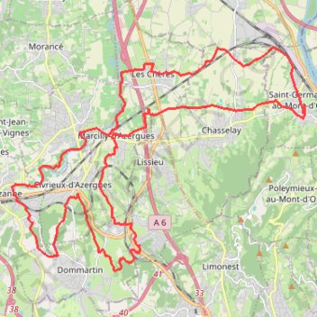 Trace GPS St_Germain-Lozanne_-Azergues_30_+_10_km, itinéraire, parcours