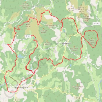 Trace GPS Tour des Monédières - Freysselines, itinéraire, parcours