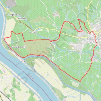 Trace GPS Autour de Châteauneuf du Pape, itinéraire, parcours