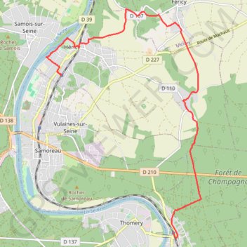 Trace GPS De Champagne-sur-Seine à Héricy, itinéraire, parcours