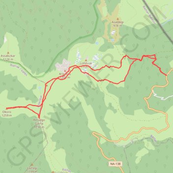 Trace GPS OKORO, Iparraldeko Kaskoa et ARTSAL, itinéraire, parcours