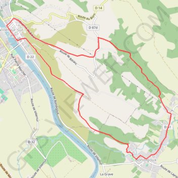 Trace GPS Villemur Bondigoux, itinéraire, parcours
