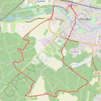 Trace GPS Dourdan boucle Les Granges Le Roi, itinéraire, parcours