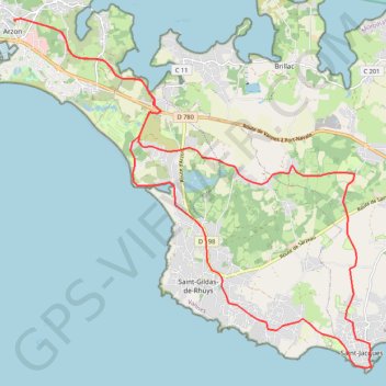 Trace GPS De Arzon à la Pointe de Saint-Jacques, itinéraire, parcours