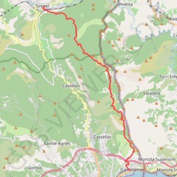 Trace GPS De Sospel à Menton, itinéraire, parcours