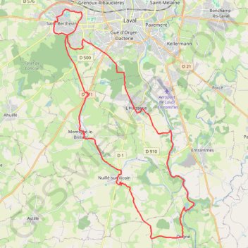 Trace GPS De Saint-Berthevin à l'Origné par Nuillé-sur-Vicoin, itinéraire, parcours