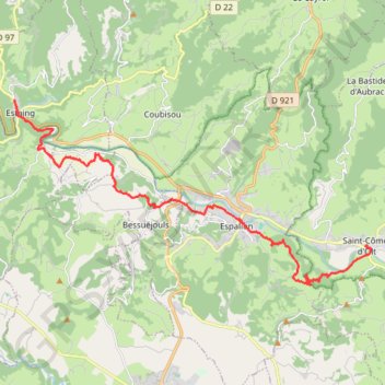 Trace GPS Saint-Côme-d'Olt - Estaing - Chemin de Saint-Jacques-de-Compostelle, itinéraire, parcours