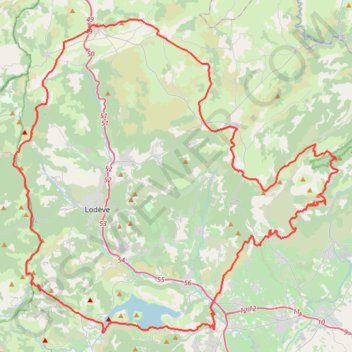 Trace GPS Grosse boucle Lodevois-Larzac, itinéraire, parcours