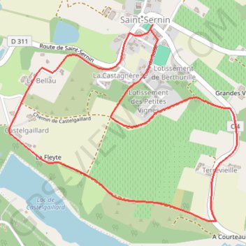 Trace GPS Saint-Sernin-de-Duras, la balade de Castelgaillard - Pays du Dropt, itinéraire, parcours