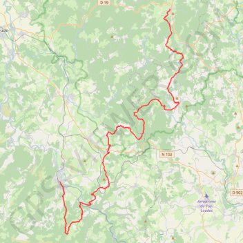 Trace GPS Tour de Robe de Bure et Cotte de Mailles. De La Chaise-Dieu à Langeac (Haute-Loire), itinéraire, parcours