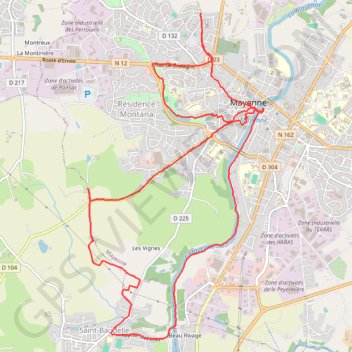 Trace GPS Randonnée en Mayenne, itinéraire, parcours
