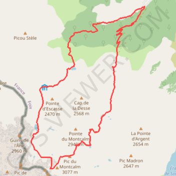 Trace GPS Pic du Montcalm - Étang d'Estats - Étang du Pinet - Étang Sourd, itinéraire, parcours