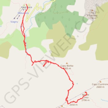 Trace GPS Corse - Monte Cinto, itinéraire, parcours