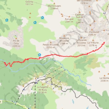 Trace GPS Cote 2091, sous la Hourquette d'Arre, en Amont de la Vallée du Soussouéou, itinéraire, parcours