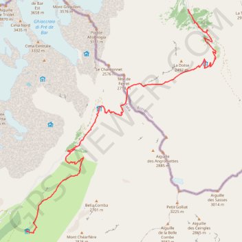 Trace GPS TMB-j6, du refuge Bonatti à La Fouly, itinéraire, parcours