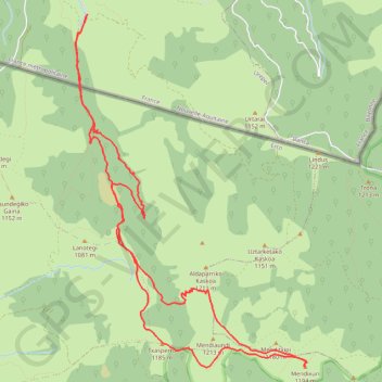 Trace GPS Mendixuri depuis Urepel, itinéraire, parcours
