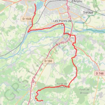 Trace GPS De Angers à Rablay-sur-Layon, itinéraire, parcours