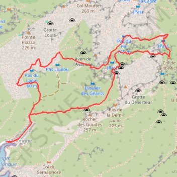 Trace GPS Par les cols Saint-Michel et de la Mounine depuis Callelongue, itinéraire, parcours