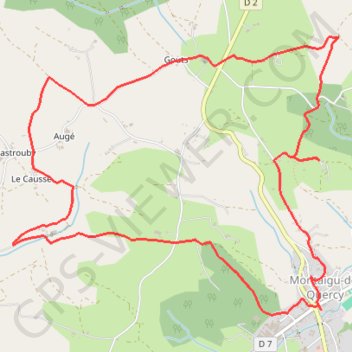 Trace GPS Randonnée autour de Montaigu-de-Quercy, itinéraire, parcours