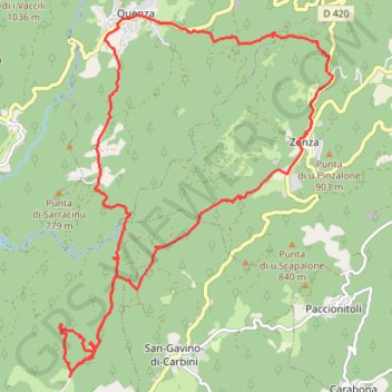Trace GPS Zonza, Cucuruzzu et Capula, Quenza, itinéraire, parcours