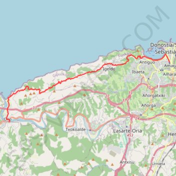 Trace GPS Orio de San Sébastien du 27.06.2018, itinéraire, parcours