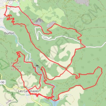 Trace GPS Sorèze - Montagne Noire, itinéraire, parcours
