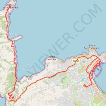 Trace GPS Calvi et Sentier de la Revellata (Corse), itinéraire, parcours